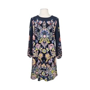 Ann Taylor Loft Navy Blue Paisely Print Shift Dress